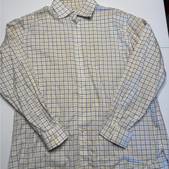 Men's Michael Kors Checkered Shirt in Yellow and Blue - Picture 2 of 3